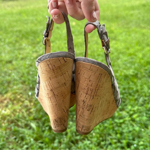Coach “Jessy” Silver Cork Slingback Wedges - Picture 8 of 9